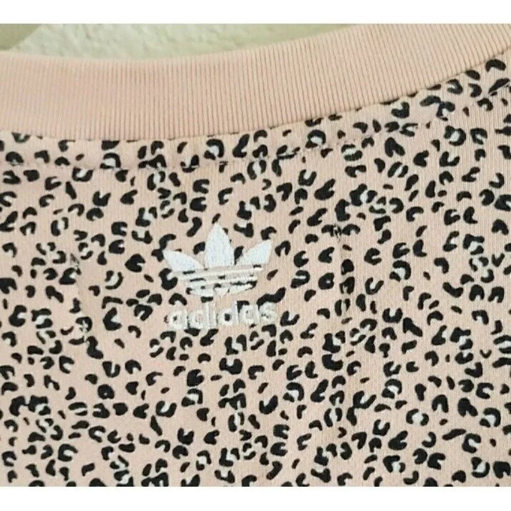 ADIDAS X HER Studio London Pink Leopard Print Crop Sweatshirt Women's Size XS